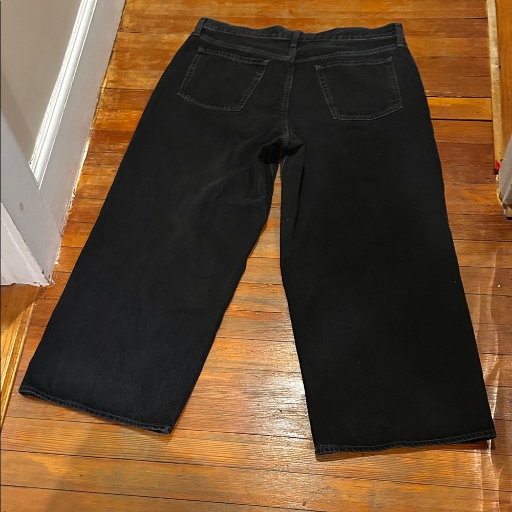 Old Navy Washed Black Jeans Baggy Wide Leg Women’s Size 14 Short - Picture 8 of 9